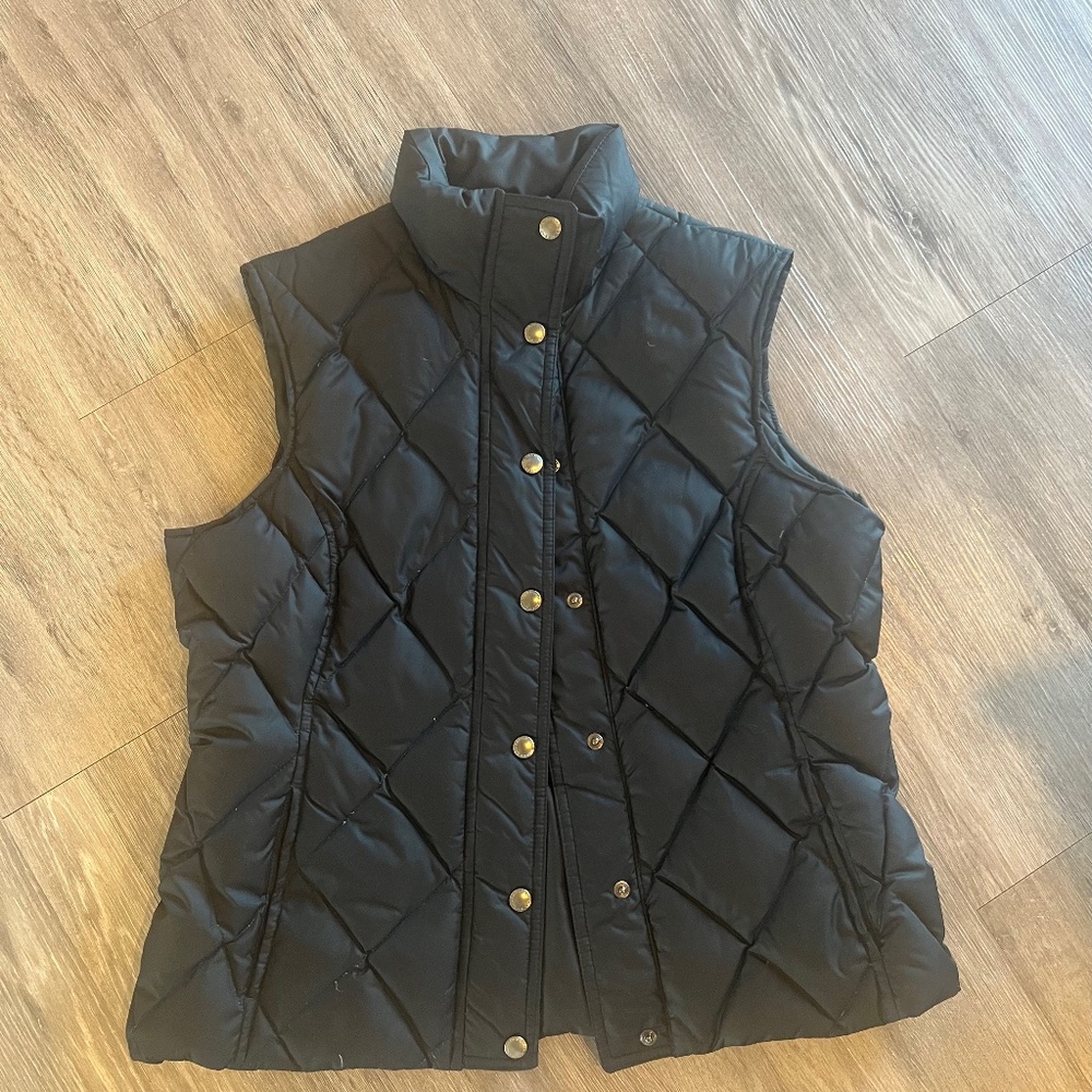 Womens Lands End Black Puffer Vest (size Small 6-8)